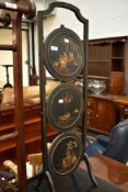 An early 20th Century Chinoiserie three tier folding cake stand