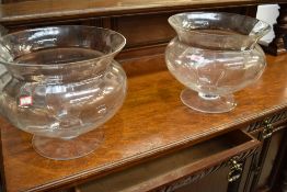 A pair of decorative glass bowls, diameter each approx. 31cm