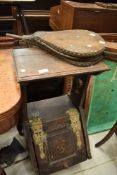 A Victorian coal purdonium having shelf over and a set of bellows