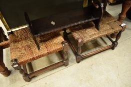 Two strung stools and a book trough