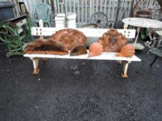 A heavy set cast iron framed garden bench