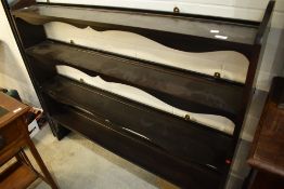 A reproduction stained frame delft rack, width approx. 138cm