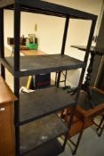 A set of plastic shelves