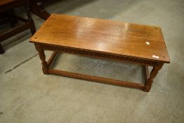 A top quality oak coffee table in the period style, by Nigel Griffiths of Matlock, width approx.