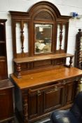 A Victorian oak mirror back sideboard , nice quality piece consigned from country house, with turned