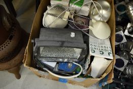 A box of light fittings and bulbs etc