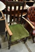 An early 20th Century stained frame carver chair