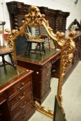 A vintage gilt frame wall mirror, of foliate scroll design, height approx. 150cm