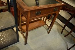 A late Victorian ladies desk with two shelves under, width approx. 76cm