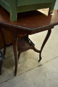 A late 19th or early 20th Century mahogany octagonal occasional table having square undertier, width