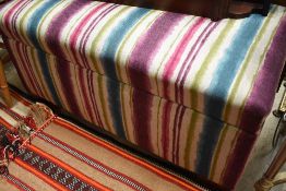 A traditional upholstered bedding box
