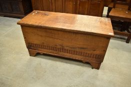 A top quality oak kist/coffer in the period style, by Nigel Griffiths of Matlock, width approx.