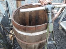 A wooden coopered oak barrell