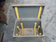 A wooden Transit Case with metal strapping, ref no 10D/296 for Receiver Type R.1132A