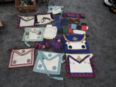 A collection of Masonic Regalia and Ephemera including books, sashes, aprons etc