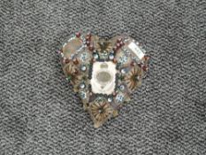 A WW1 large Sweetheart Pin Cushion in the shape of a heart, for the Grenadier Guards, Think Of Me