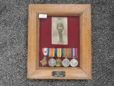 A cased set of Medals with photo to Lance SGT Fredrick Jones 15627 Grenadier Guards 3-1-1912 - 8-4-