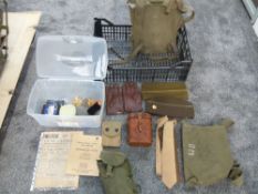 A collection of Military Accessories including a pair of L Petit Paris Binoculars in case having