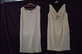 Two vintage 1960s creams dresses one Jean Varon and the other Charles Creed of London.