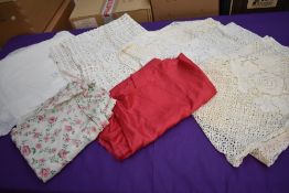 A mixed lot of fabric including silk,crotchet and lace.