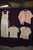 A vintage nightdress and a bed jacket, around 1930s and two 1950s blouses.