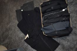 A box full of gents vintage trousers, a lot having button fly, varied sizes,around 1930s onwards.