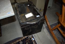 Two vintage mirrors and a deeds box