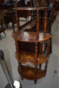 A 19th Century inlaid demi lune whatnot