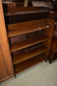 Two stained frame open bookshelves
