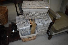 A selection of wicker baskets and hamper etc