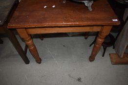 A 19th Century style stained pine small kitchen table, approx. 81 x 56cm