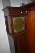 An 18th Century stained pine longcase having thirty hour movement (fake winding holes), having