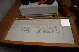 A print of snow drops in full colour with modern frame after P.H Edmondson