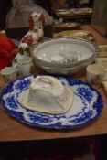A selection of ceramics including Staffordshire dogs and coronation cups