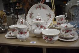 A part tea service by Royal Albert in the Lavender Rose design