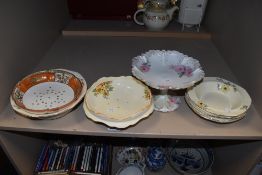 A mixed lot of ceramics including fruit sets, strainers and bon bon dish, Noritake and crown Ducal
