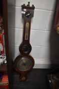 A Victorian banjo style barometer having mahogany case
