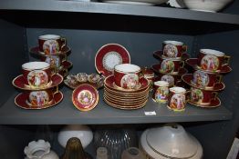 A part tea service in a Vienna design bearing a beehive mark to base