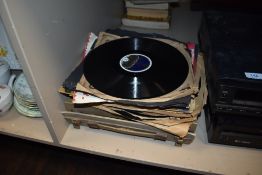 A collection of Shellac 78s, including swing and big band, The Andrews sisters, Frankie Lymon, Eve