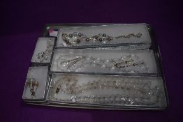 A small selection of crystal bead necklaces and earrings