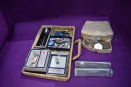 A small selection of costume jewellery and misc including Millennium commemorative spoons,