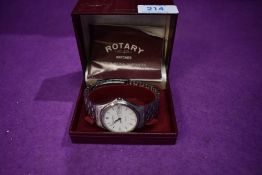A gent's Rotary quartz wrist watch no:4034 371, having a baton numeral face on a steel bracelet