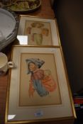 Two original water colours of middle eastern workers