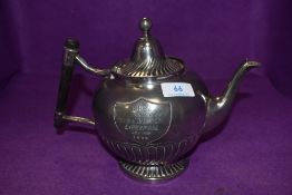 A late Victorian presentation tea pot by George Hadfield Liverpool season 1899