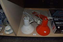 Two desktop mountable angle poise style lamps