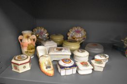 A selection of crested wares and similar trinket cases etc