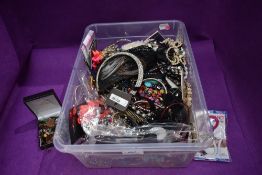 A box of assorted costume jewellery including bangles, bracelets etc