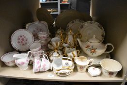 A selection of part tea sets including floral, heavily gilded and more.