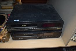 Two vintage VHS video cassette players