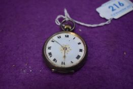 A small HM silver top wound pocket watch having Roman numeral dial with gilt minute dots and central